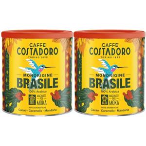 CAFFE' COSTADORO Costadoro Monorigine Brasile, Macinato per Moka e FIltro, 100% Arabica, 2 Latte Richiudibili da 250gr Cad, Profumo Tradizionale, Gusto Dolce ed Equilibrato, Qualità Superiore Made in Italy