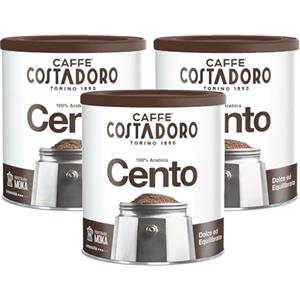 CAFFE' COSTADORO Costadoro Cento Macinato per Moka e Filtro, 100% Arabica dal Gusto Dolce ed Equilibrato, 3 Latte Richiudibili da 250 gr Cad, Qualità Superiore Made in Italy