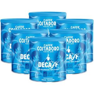 CAFFE' COSTADORO Costadoro Decaffeinato Macinato per Moka, 100% Arabica, 6 Latte Richiudibili da 250gr Cad, Pregiata Miscela Aromatica e Bilanciata, Qualità Superiore Made in Italy