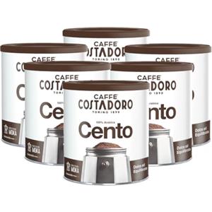 CAFFE' COSTADORO Costadoro Cento Macinato per Moka e Filtro, 100% Arabica dal Gusto Dolce ed Equilibrato, 6 Latte Richiudibili da 250 gr Cad, Qualità Superiore Made in Italy