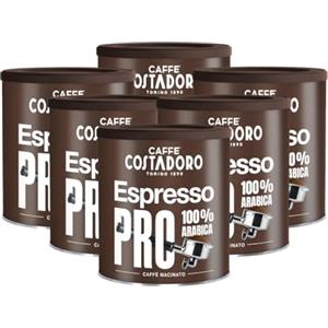 CAFFE' COSTADORO Costadoro Espresso PRO Macinato, 100% Arabica, 6 Latte Richiudibili da 250gr Cad, Aroma di Spezie con Note di Nocciola e Cioccolato, Qualità Superiore Made in Italy