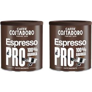 CAFFE' COSTADORO Costadoro Espresso PRO Macinato, 100% Arabica, 2 Latte Richiudibili da 250gr Cad, Aroma di Spezie con Note di Nocciola e Cioccolato, Qualità Superiore Made in Italy
