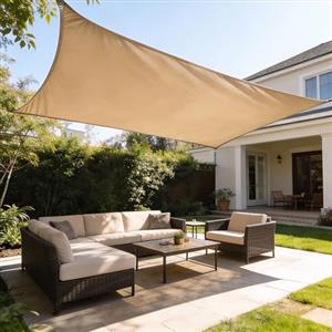 HAIKUS Tenda a Vela Impermeabile Rettangolare 3x6 m, Protezione Raggi UV 98%, Vela Ombreggiante Quadrata 6x3 m, Telo Tenda da Sole per Esterno, Giardino Terrazzo, Color Sabbia