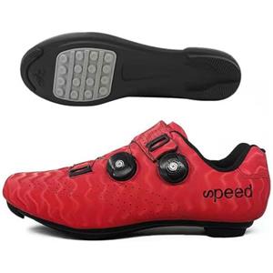 Treer Scarpe Ciclismo Strada Uomo 38EU-47EU Suela de Goma Bici Scarpe MTB Uomo Unisex Equitazione MTB da Ciclismo da Bici Nessun Tacchetto (Rosso,46)