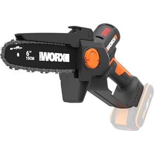 WORX WG327E.9 - Mini motosega a batteria, 20 V, senza batteria e | Lunghezza della lama di 15 cm, motore senza spazzole, cambio e tensione della catena senza attrezzi, compatto