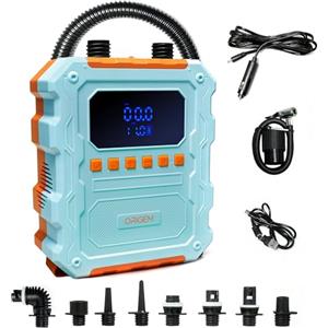 Origem 60PSI Pompa Elettrica SUP, 20800mAh Ricaricabile Gonfiatore Portatile per 6-9 SUPs, Compressore Aria per Pneumatici Auto Moto e Bici con 10 Ugelli per Paddleboard Gommoni Kayak Tende Materasso