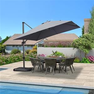 PURPLE LEAF Ombrellone Decentrato 3 x 3 m Quadrato Ombrellone da Giardino Esterno Inclinabile e Rotazione 360°, 8 stecche in Alluminio Tessuto 240 g/m² con Protezione UPF 50+, Grigio chiaro