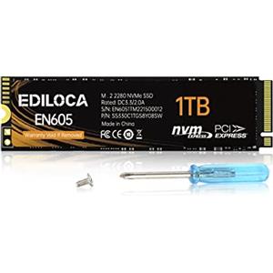 Ediloca EN605 1TB M.2 SSD, NVMe1.3 PCIe Gen3 x4 SSD Unità a stato solido interne, M.2 2280 - Velocità di lettura/scrittura fino a 2100/1800 MB/s - SSD interno compatibile con laptop e PC desktop
