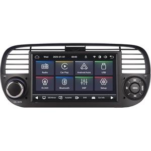 MAVYULQEF Autoradio Linux Avvio Lampo Compatibile Fiat-500 2007-2015 | Installazione Rapida | CarPlay/Android Auto Wireless/Bluetooth/FM/AM/RDS/USB | DSP 100W | Nero