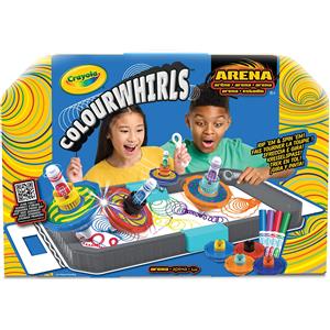 CRAYOLA ColourWhirls - Trottola dei Colori con Arena per Sfide e 4 Trottole, Gioco Creativo per Bambini dai 6 Anni