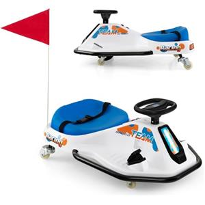 COSTWAY 24V Go Kart per Bambini con Drift Auto e Giro 360° | Macchina Elettrica per Bambini, Radio Musica USB Wireless, 3 Bandierine, Avviso Lento, 9-15 km/h, da 3+ Anni