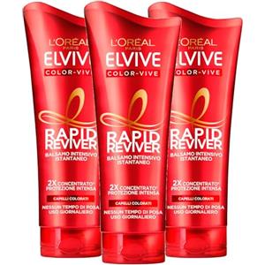 L'Oreal Paris L'Oréal Paris Elvive Color-Vive Balsamo Intensivo Istantaneo per Capelli Colorati o con Meches Rapid Reviver Protettivo Ravvivante Formula Senza Tempo di Posa per Uso Quotidiano - 3 Flaconi da 180ml