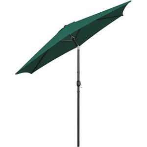 Yaheetech Ombrellone da Giardino Inclinabile con 6 Stecche e Manovella Diametro Ø 269 in Poliestere e Metallo Protezione UV Cortile Piscina Spiaggia Esterno, Verde Scuro