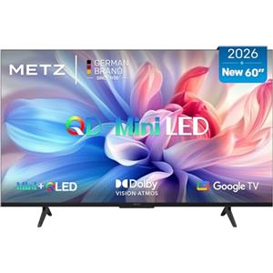Metz 60 Pollici QD-MiniLED Smart TV con Google TV Full Array Local Dimming QLED Dolby Atmos Dolby Vision MEMC HDR 10+ UHD DVB-T/T2/C/S/S2 HEVC Main10 CI+ (MNH7000Z, 2026 Nuovo Modello)