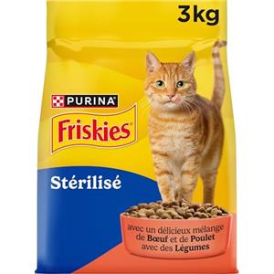 FRISKIES | Gatto | Crocchette complete per Gatti Adulti sterilizzati | Manzo, Pollo e Verdure | Alimento Completo per Gatti sterilizzati | Borsa | 3 KG