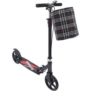 SHZICMY Monopattino pieghevole, City Scooter per adulti e bambini, regolabile in altezza con piattaforma larga e spessa, 200 kg, nero con freni e custodia