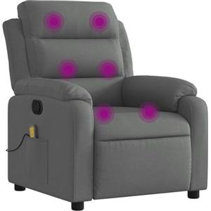 vidaXL Poltrona Massaggiante Reclinabile Grigio Scuro in Tessuto