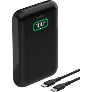 Belkin BoostCharge Power bank 20K con 3 porte per laptop, USB-C e USB-A, ricarica rapida USB-C Power Delivery, caricatore portatile per MacBook, iPhone 16/15 Series, iPad Pro, Galaxy S24 e altri, nero
