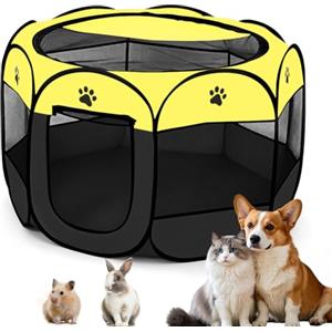 EUBSWA Beccucciolo giallo, pieghevole, per casa, recinto per cani, cani, gatti, coniglietti e piccoli animali, sia all'interno che all'esterno