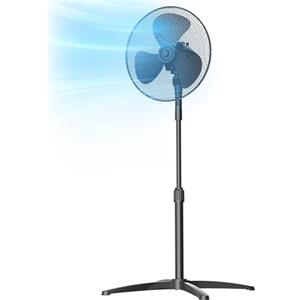 Midea Ventilatore a Piantana 40 cm FS40-25MSE(BL) Motore in Rame Potente, 3 Velocità, Oscillazione 90°, Altezza Regolabile 96-125 cm, Flusso d'Aria 40 m³/min