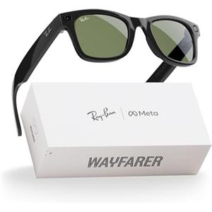 Meta Ray-Ban Meta RW 4006 Wayfarer Occhiali da sole unisex, nero/G-verde classico, 50/22/150