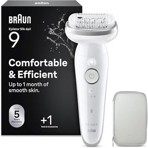 Braun Silk·épil 9, epilatore con testina mobile per una facile rimozione dei capelli, epilazione bagnata e asciutta, pelle liscia a lungo, 9-000, argento
