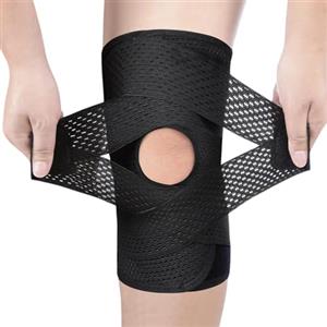 SURFOU Ginocchiera Regolabile con Stabilizzatori Laterali e Cuscinetto Rotuleo - Supporto per Confort e Stabilità, per Sport, Fitness, Escursioni e Uso Quotidiano, Unisex, Gamba 43-48 cm
