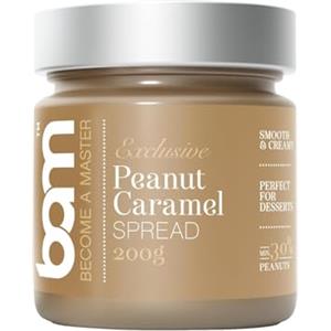 BAM Crema Spalmabile con Frutta Secca di Alta Qualità - Ideale per Topping, Brioches e Dolci - 200g (Caramello e arachidi)