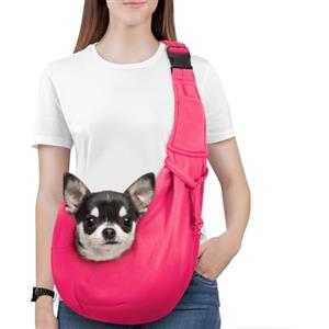 Pawaboo Borsa a Tracolla per Cani con Fibbia Regolabile Portacarte a Mani Libere, Guinzaglio di Sicurezza per Cuccioli e Gatti, Tracolla Extra Larga Porta-Animali (Fino a 12 Lbs.), Magenta