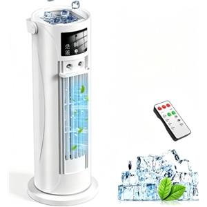 CosmartAir Condizionatore Portatile Silenzioso 28dB,Raffrescatore Aria 4 in 1 con modalità tempesta,Ventilatore Senza Pale,Oscillazione 120°,Doppia Nebbiatura 750mL,Timer 8H per Casa Ufficio (Bianco sporco)