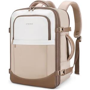 ETRONIK Zaino Ryanair 40x30x20 Sottosella, Zaino da viaggio aereo cabina espandibile 24-30L, Bagaglio a mano compatibile Wizz Air, Easyjet, Borsa da viaggio adatta per laptop 15,6 pollici, Cachi