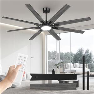 Airwit 183cm Extra Grande Ventilatore da Soffitto con Luce, Silenzioso Lampada Ventilatore Soffitto con Telecomando e Reversibile DC Motore, 8 Doppia Faccia Pale per Esterno Gazebo, Stanza Grande