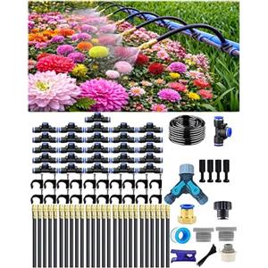 QXZYJQL Sistema di Irrigazione a Goccia Automatico per Giardino, Irrigatore Rotante a Getto Regolabile 360°, Ugello a Nebbia con Flusso d'Acqua Ad Alto Volume per Giardino, Terrazzo (30 M)