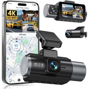 GKU 3 Canali Dash Cam Auto, 4K+1080P+1080P Telecamera per auto | Dashcam IPS 3, 5GHz WiFi e GPS, 24H Monitor di Parcheggio,Visione Notturna,WDR,Grandangolo 170°,Sensore G
