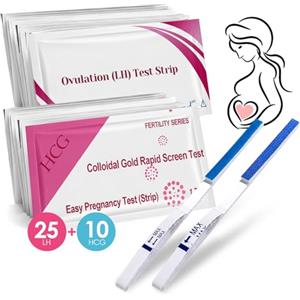 Tpubmity 25 Test Ovulazione + 10 Test Gravidanza, Test di ovulazione sensibili 25mIU/ml, Test di Ovulazione e Gravidanza, Preciso e Affidabile, Aumenta le tue Probabilità di Rimanere Incinta