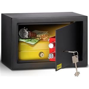 HomeSafe HV20K Cassaforte Piccola con Chiave, 20x31x20cm (HxLxP), Cassaforte da Armadio per Sicurezza Domestica, Cassetta di Sicurezza per Soldi, Gioielli, Oggetti di Valore