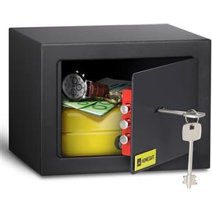 HomeSafe HV15K Cassaforte Piccola con Chiave, 15x20x17cm (HxLxP), Cassaforte da Armadio per Sicurezza Domestica, Cassetta di Sicurezza per Soldi, Gioielli, Oggetti di Valore
