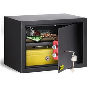 HomeSafe HV25K Cassaforte Piccola con Chiave, 25x35x25cm (HxLxP), Cassaforte da Armadio per Sicurezza Domestica, Cassetta di Sicurezza per Soldi, Gioielli, Documenti e Oggetti di Valore