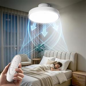 GONEO Ventilatore da Soffitto Senza Pale con Luce -24,5 cm Basso Profilo,Incasso,LED Dimmerabile 3000-6500K,6 Velocità,Telecomando Timer,Silenzioso,Camera Bambini Ufficio | Soffitti Bassi Appartamento