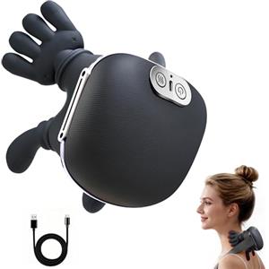 yorraka Massaggiatore Cervicale Collo Spalle con Mani - yorraka Massaggio Elettrico per Collo con 3 Modalità e 2 Livelli di Calore - Neck Massager Wireless - Massaggiatori Cervicali (Nero)