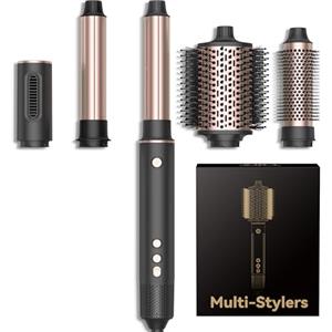 OKWRAP Spazzola Ad Aria Calda 5 in 1 Air styler 1300W, Spazzola Asciugacapelli, Dotato di Funzioni Quali Asciugacapelli Arricciacapelli Spazzola Capelli Ricci, Generatore di Ioni Negativi Integrato