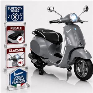 TOYSCAR Moto Elettrica Bambini 12V Licenza Ufficiale Piaggio, Vespa Elettrica per Bambini 3-6 Anni Vespa Primavera, Luci LED, Bluetooth, Sedile Pelle, Retromarcia e Rotelle