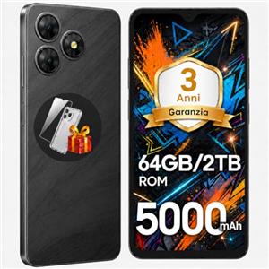 Ausriray Smartphone Offerta Android, Batteria 5000mAh Telefono Cellulare, Smartphone 6.56 Pollici HD+, 6GB+64GB/TF 2TB Cellulari, Fotocamera 13MP+8MP, Telefoni 4G Dual SIM, Face ID/GPS, Garanzia 3 Anni, Nero