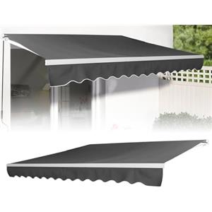 LZQ Tenda da sole a morsetto, per balcone, sole, con braccio articolato, protezione solare, impermeabile, antipolvere, regolabile in altezza, grigio scuro (grigio scuro, 2,5 x 2 m)