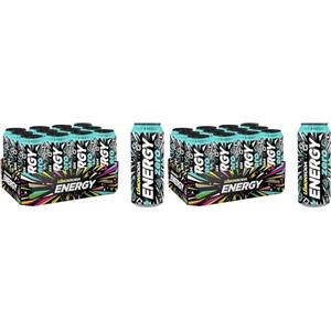 Lemon Soda Lemonsoda Energy | Icy Breeze, Energy Drink Zero Zuccheri con Taurina, 12 Lattine da 50 cl, Note di Limone, Vitamine, Caffeina ed Estratto di Guaranà (Confezione da 2)
