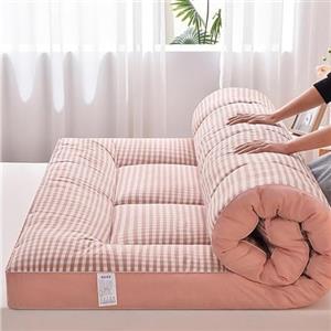 LSFYYDS Materasso futon giapponese, materasso pieghevole, materasso tatami, portatile, facile da riporre, (Rosa, 150 x 200 cm)
