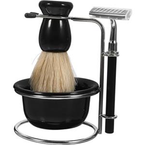 YOSADIER Set da Barba Uomo Completo Pennello in Nylon e Ciotola in Acciaio Inossidabile Ergonomico Design Confortevole Esperienza Rasatura Stand per Pennello Incluso