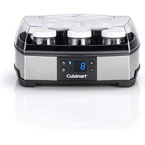 Cuisinart YM400E Yogurtiera e Formaggiera, 1500 W, Vasetti da 125ml, Acciaio Inox, 2 Temperature, Schermo LED, Filtri per formaggi, Accessori lavabili in lavastoviglie