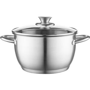 FLORINA Pentola in Acciaio Inox (5,5 l) 24 cm I Pentola con Coperchio in Vetro Henry I Adatta alla Lavastoviglie I Pentola per Pasta, Zuppa I Ideale per Tutti i Tipi di Fornelli e Induzione