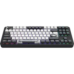 Dark Project Bushido - Tastiera meccanica da gioco in alluminio, con cavo USB, RGB, G3MS Moonstone, sostituibile a caldo, stabilizzatori ingrassati, TKL in alluminio, nero/bianco